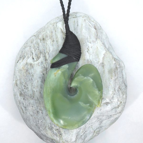 Greenstone matau or fish-hook pendant by Alex Sands