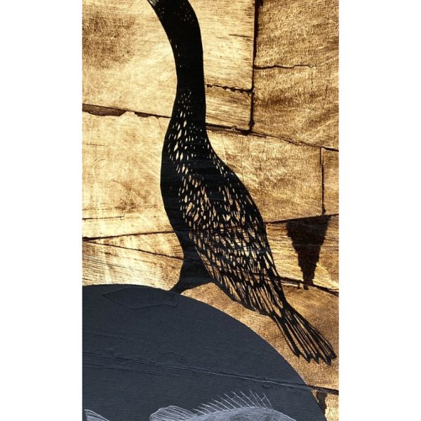 Art print with Shag bird and fish called Shag by Andrea Mae Miller.