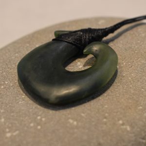 NZ Greenstone Matau Or Hook Pendant