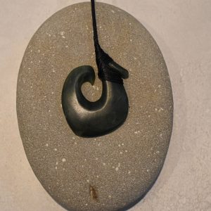Nz Greenstone Matau Or Hook Pendant