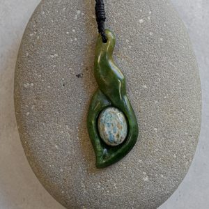 NZ Greenstone Putatara With Precious Stone Pendant