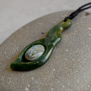 NZ Greenstone Putatara With Precious Stone Pendant