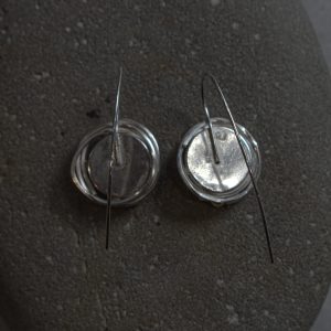 NZ Greenstone, Silver, Gold Birds Nest Earrings By