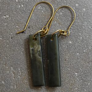 NZ Greenstone Taki Toru Gold Accent Earrings