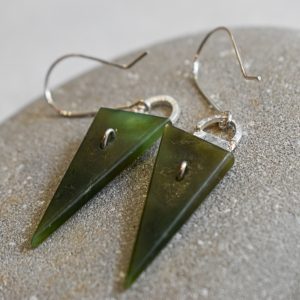 NZ Greenstone Downward Pointing Earrings