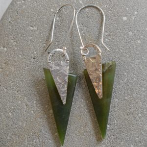 NZ Greenstone Downward Pointing Earrings