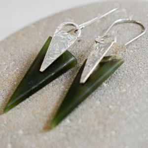 NZ Greenstone Downward Pointing Earrings