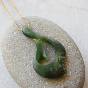 NZ Greenstone/Pounamu Hei Matau/Hook Pendant