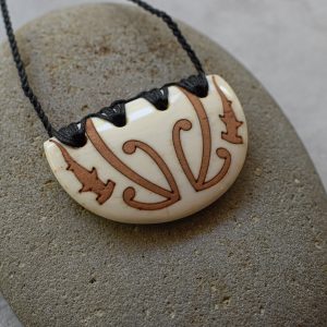Beef Bone W/Detail Shield Pendant