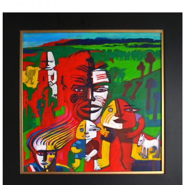 Painting by Darcy Nicholas called Motukairanga is Mokopuna Land