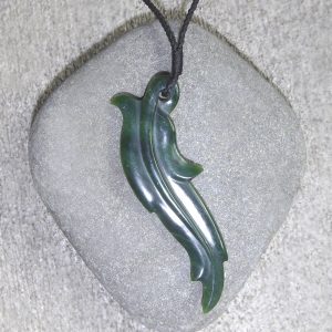 Greenstone feather pendant by Raegan Bregmen