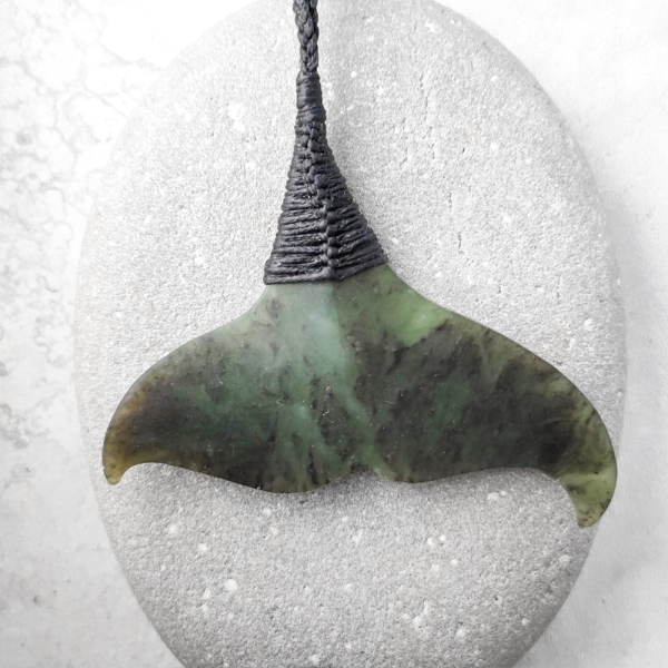 NZ greenstone whale tail pendant