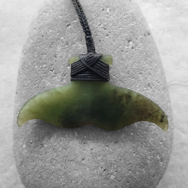 NZ Greenstone whale tail pendant